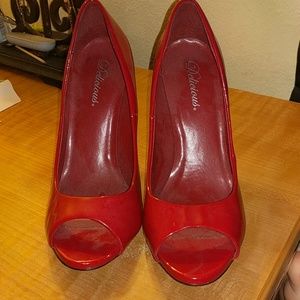 Red open toe heels